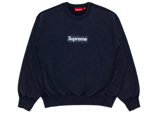 Supreme Washed Box Logo Crewneck Navy Blue