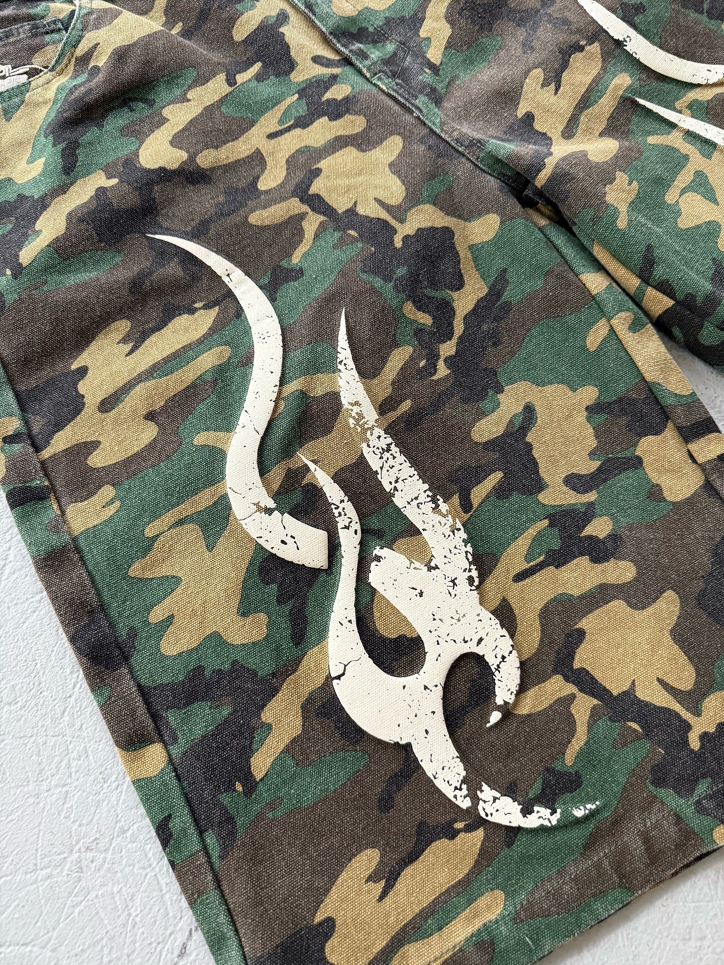 Chew Forever 3D Tribal 5 Pocket Canvas Denim Jorts Shorts Camo Green