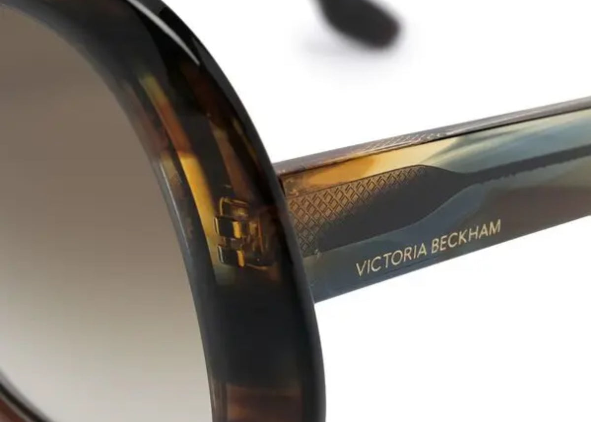 Victoria Beckham Marble-Effect Aviator Brown Blue Sunglasses