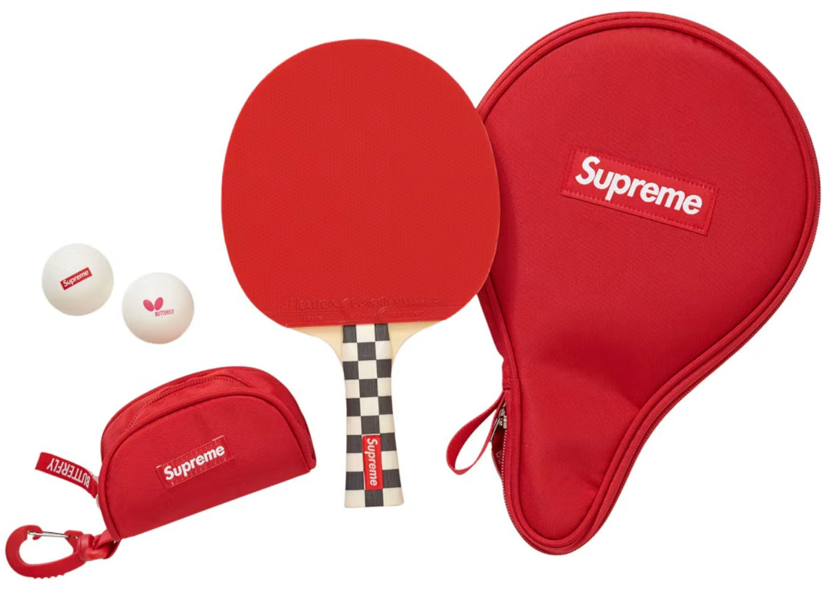 Supreme Butterfly Table Tennis Racket Set Red Checkerboard