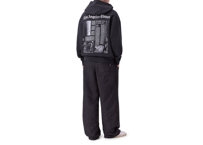 Palm Angels PaxLaTimes News Zip Up Hoodie Black