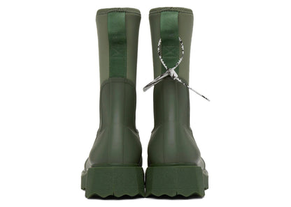 Off White Zip-tie Rubber Neoprene Rain Boots Green "For Rainy Days" (Women's)