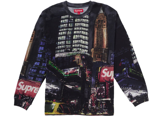 Supreme Skyline Sequin L/S Long Sleeve Top Tee Night Black