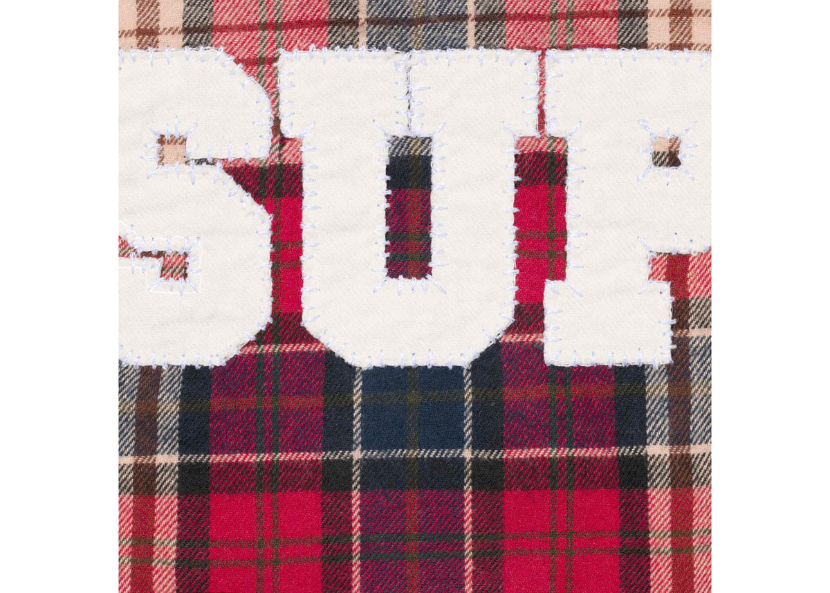 Supreme Appliqué Hooded Flannel Shirt Red
