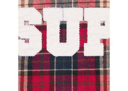Supreme Appliqué Hooded Flannel Shirt Red