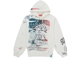 Supreme Overprint Hooded Sweatshirt White