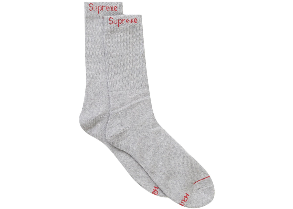 Supreme Hanes Crew Socks (4 Pack) Heather Grey Ponožky