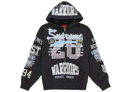 Supreme Warriors Applique Zip Up Hooded Sweatshirt Black