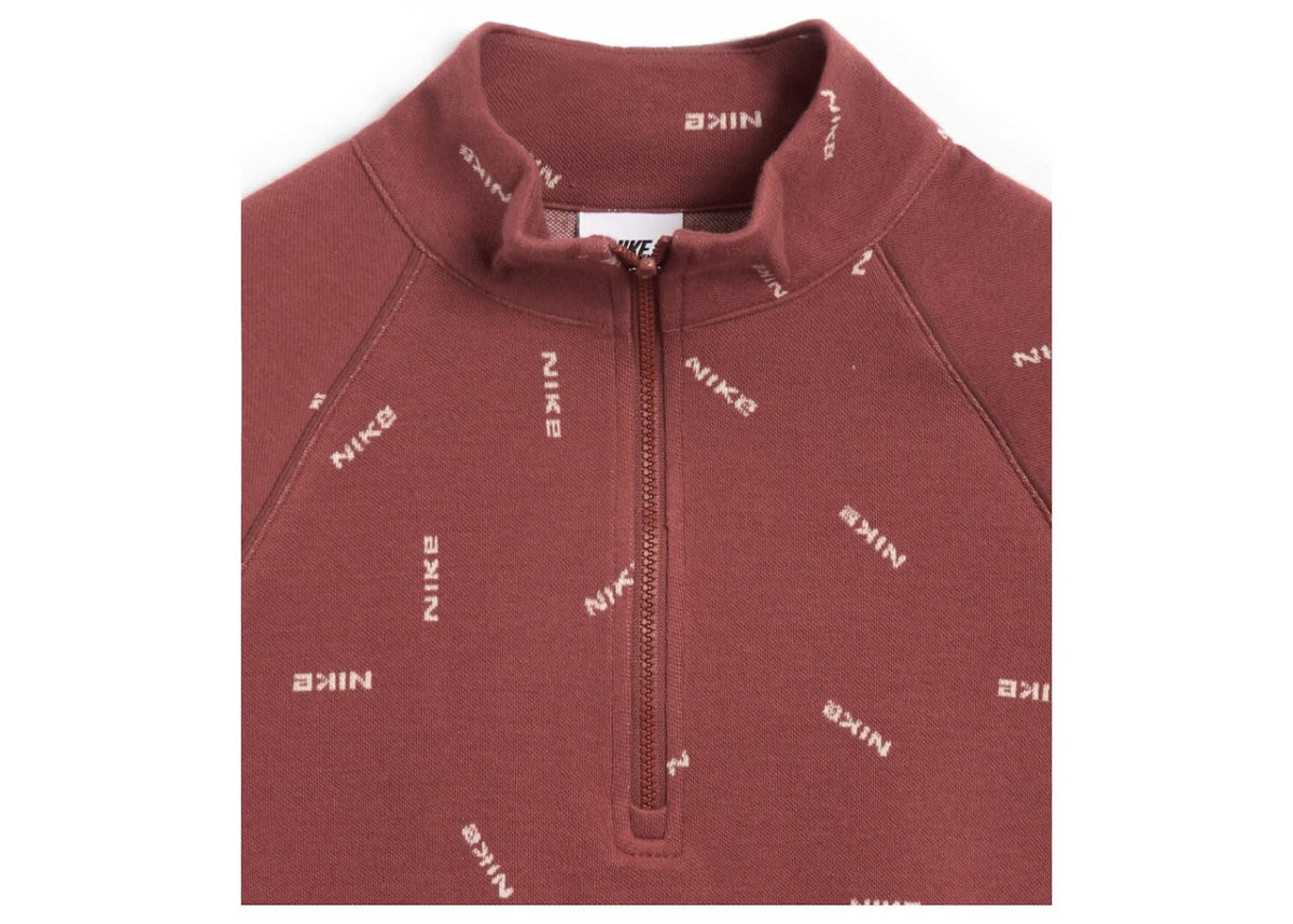 Nike Sportswear Collection Women's Slim 1/2-Zip Long-Sleeve Logo Top Red Sepia/Light Orewood Brown/Red Sepia