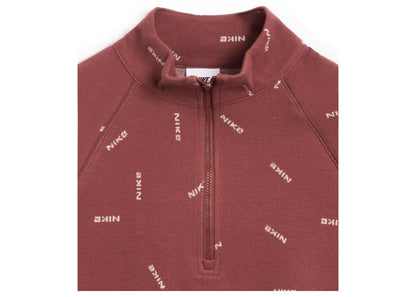 Nike Sportswear Collection Women's Slim 1/2-Zip Long-Sleeve Logo Top Red Sepia/Light Orewood Brown/Red Sepia