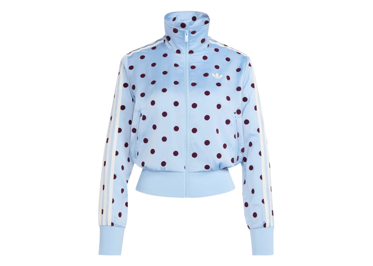 adidas Women's Satin Polka Dots TT Track Jacket Clear Sky