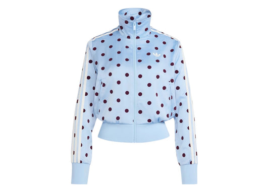 adidas Women's Satin Polka Dots TT Track Jacket Clear Sky