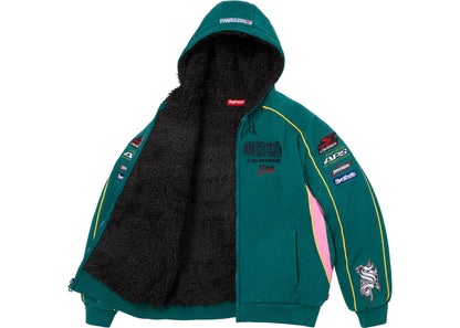 Supreme Racing Lined Zip Up Hooded Sweatshirt Hoodie Dark Teal Green