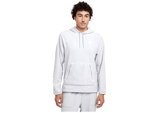 Nike Club Men's Winterized Pullover Hoodie Light Smoke Grey/Pure/White