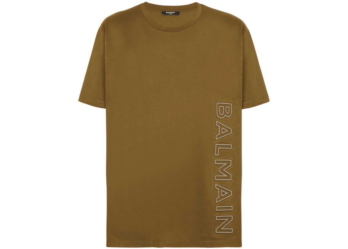 BALMAIN Aside Logo T-shirt Khaki Green