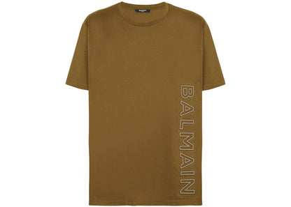 BALMAIN Aside Logo T-shirt Khaki Green