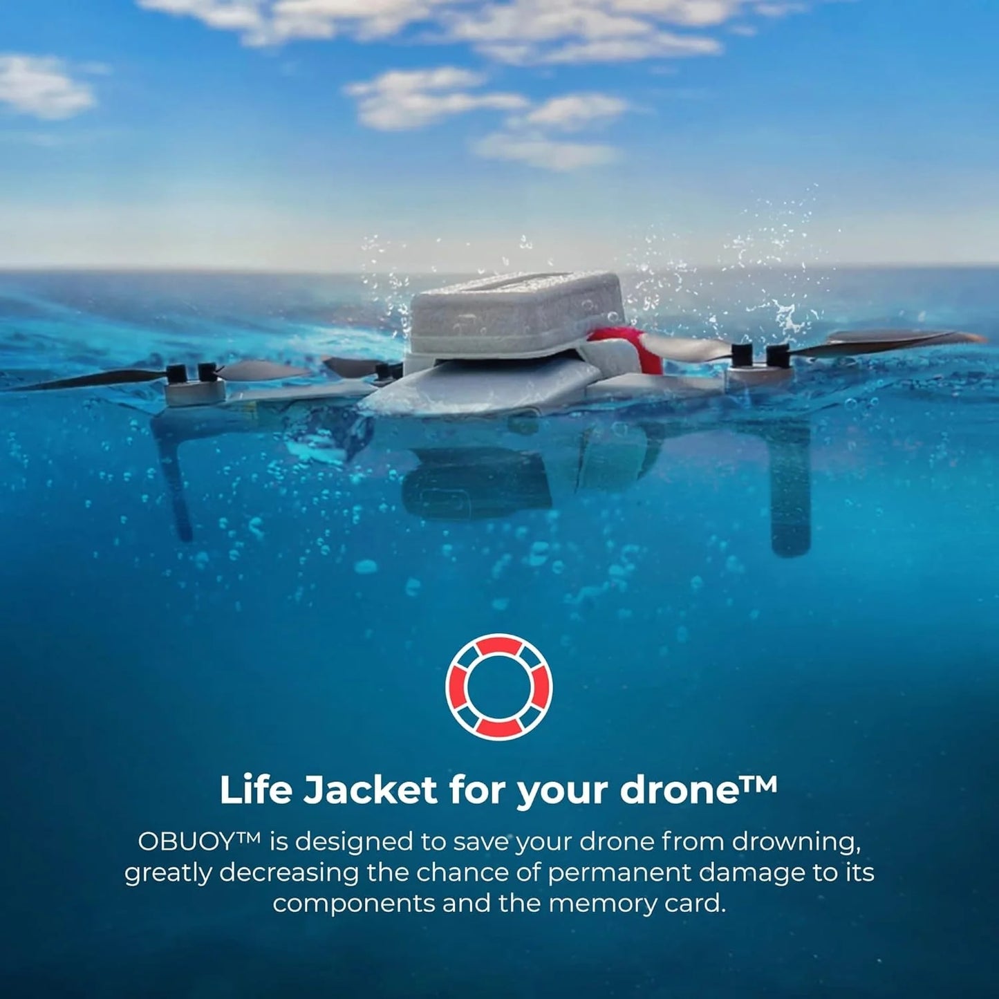 OBUOY Life Jacket for Your Drone | Gears Saving from drowning DJI Mini SE Accessories Mavic 2 FPV, Grey