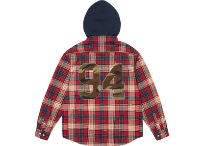 Supreme Appliqué Hooded Flannel Shirt Red