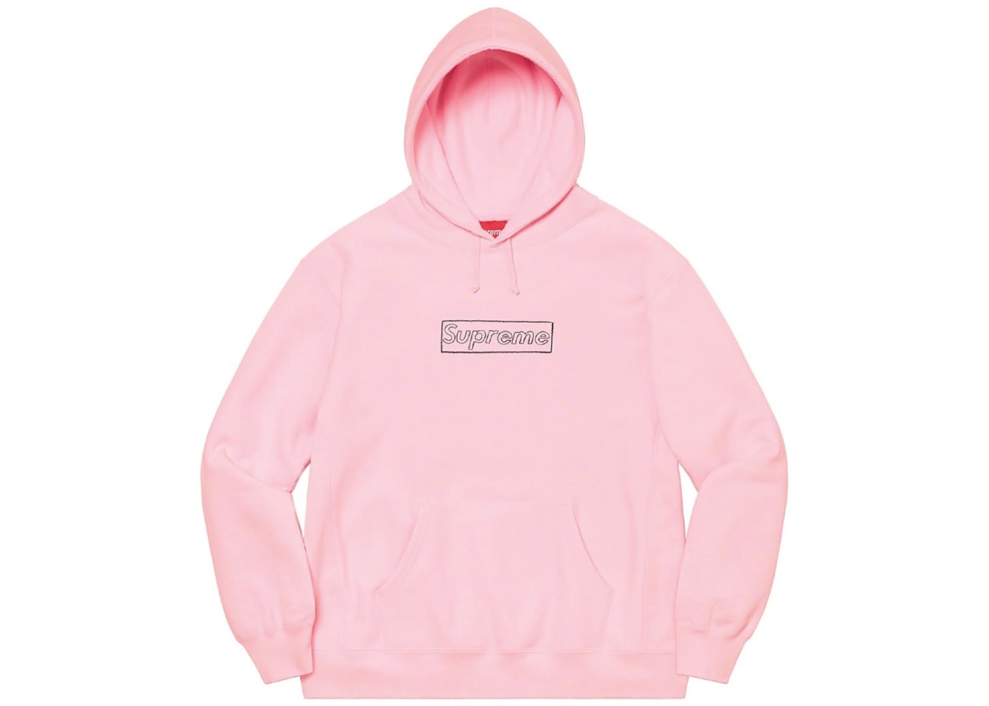 Supreme KAWS Chalk Logo Hoodie Light Pink