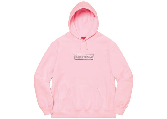 Supreme KAWS Chalk Logo Hoodie Light Pink