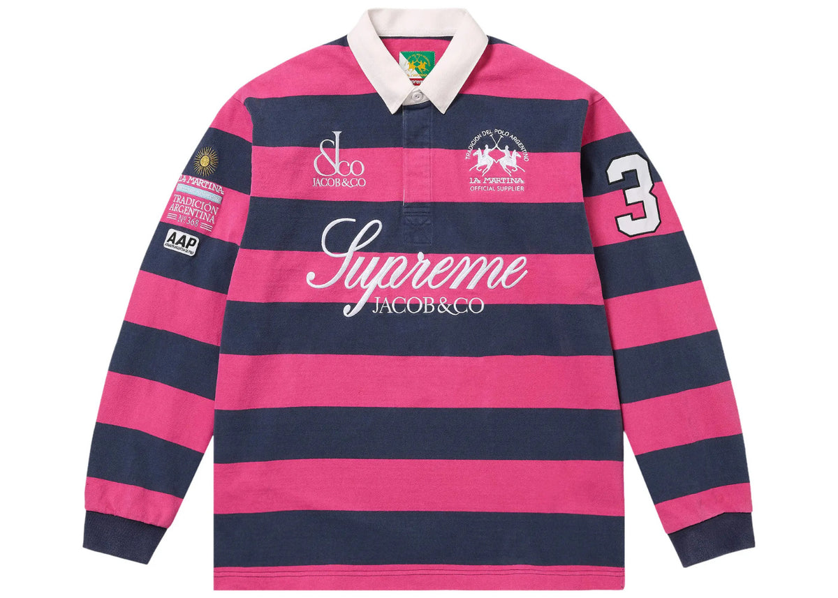 Supreme La Martina Jacob & Co Rugby Long Sleeve Polo Stripe Pink