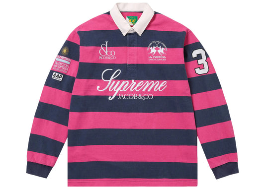 Supreme La Martina Jacob & Co Rugby Long Sleeve Polo Stripe Pink