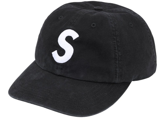 Supreme Washed Canvas S Logo 6-Panel Cap Black