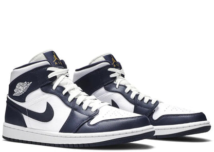 Jordan 1 Mid White Metallic Gold Obsidian