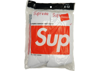Supreme Hanes Crew Socks (4 Pack) White Ponožky