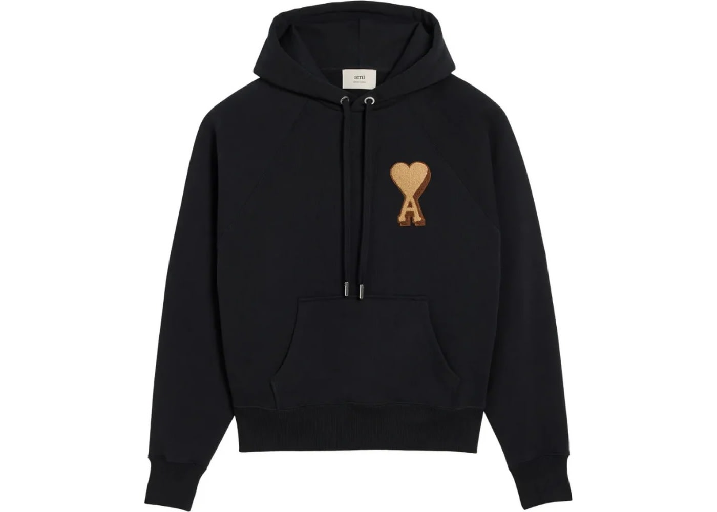 AMI Paris logo embroidered hoodie Black