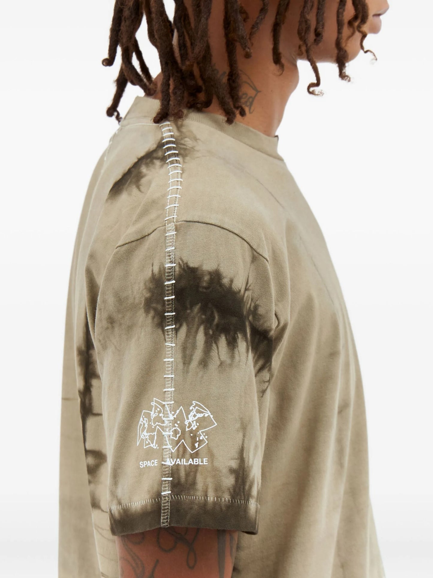 Space Available Tie-dye Panelled T-shirt Beige