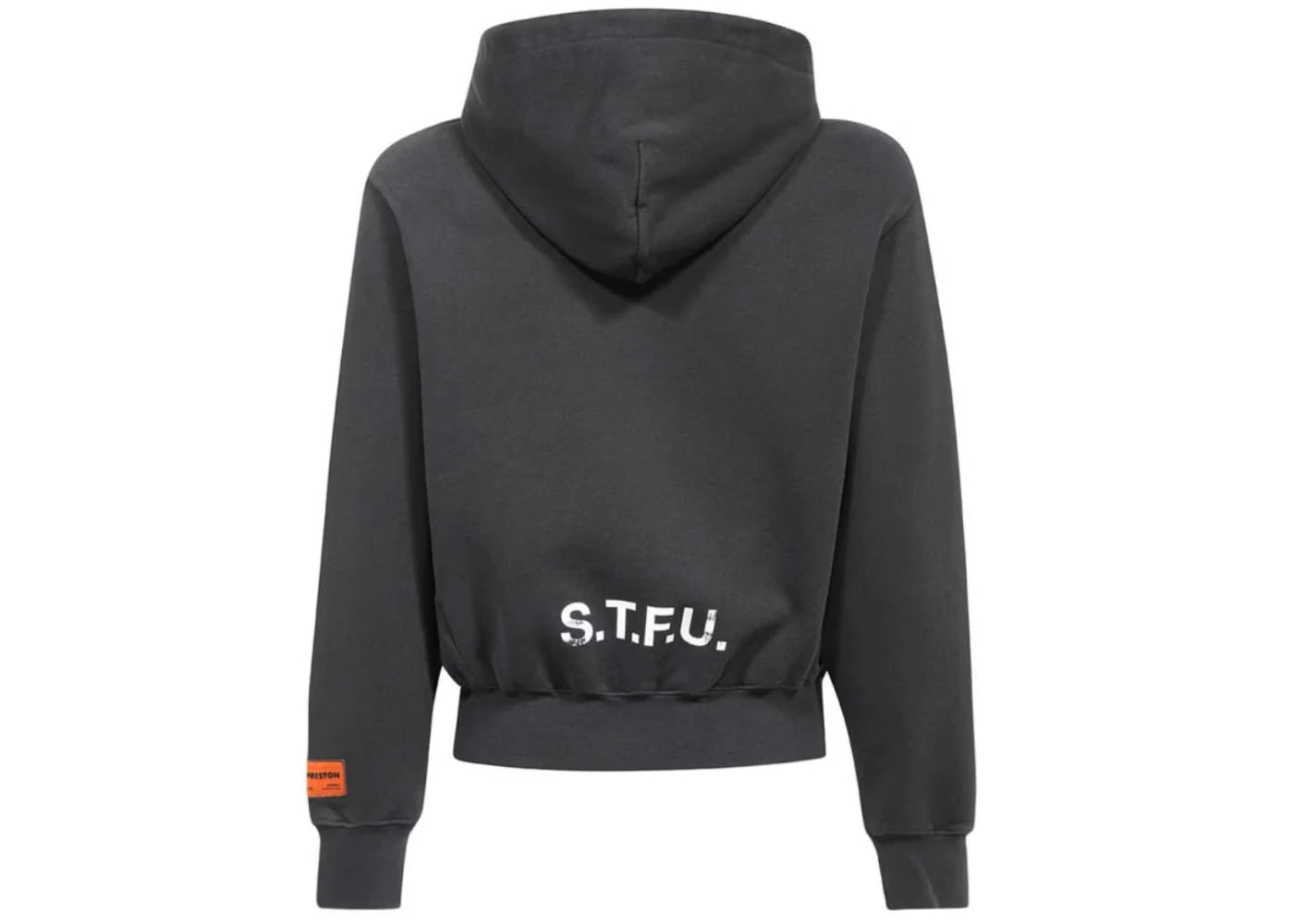 Heron Preston HP STFU Printed Cotton Flames Logo Hoodie Grey Black