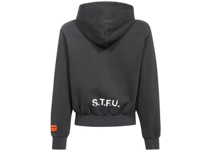 Heron Preston HP STFU Printed Cotton Flames Logo Hoodie Grey Black