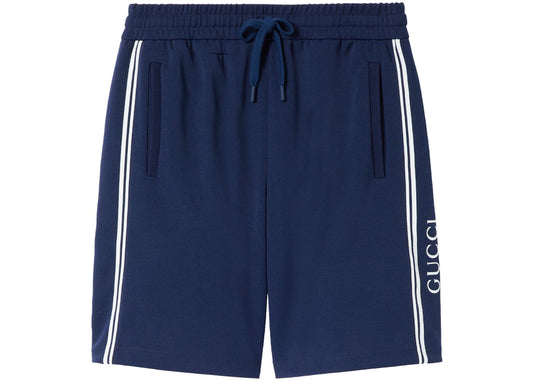 Gucci Technical Stripe Jersey Shorts Blue Navy