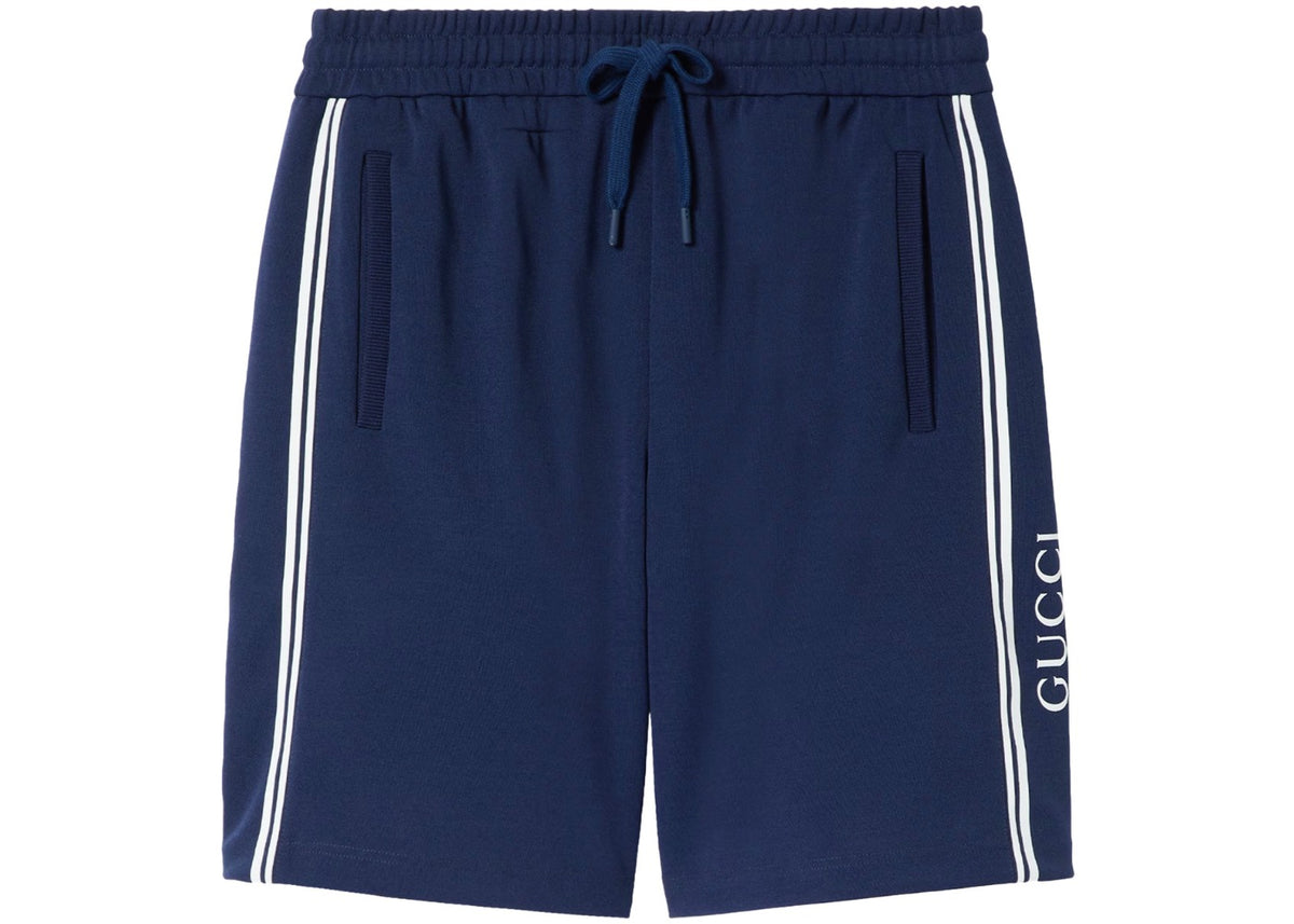Gucci Technical Stripe Jersey Shorts Blue Navy