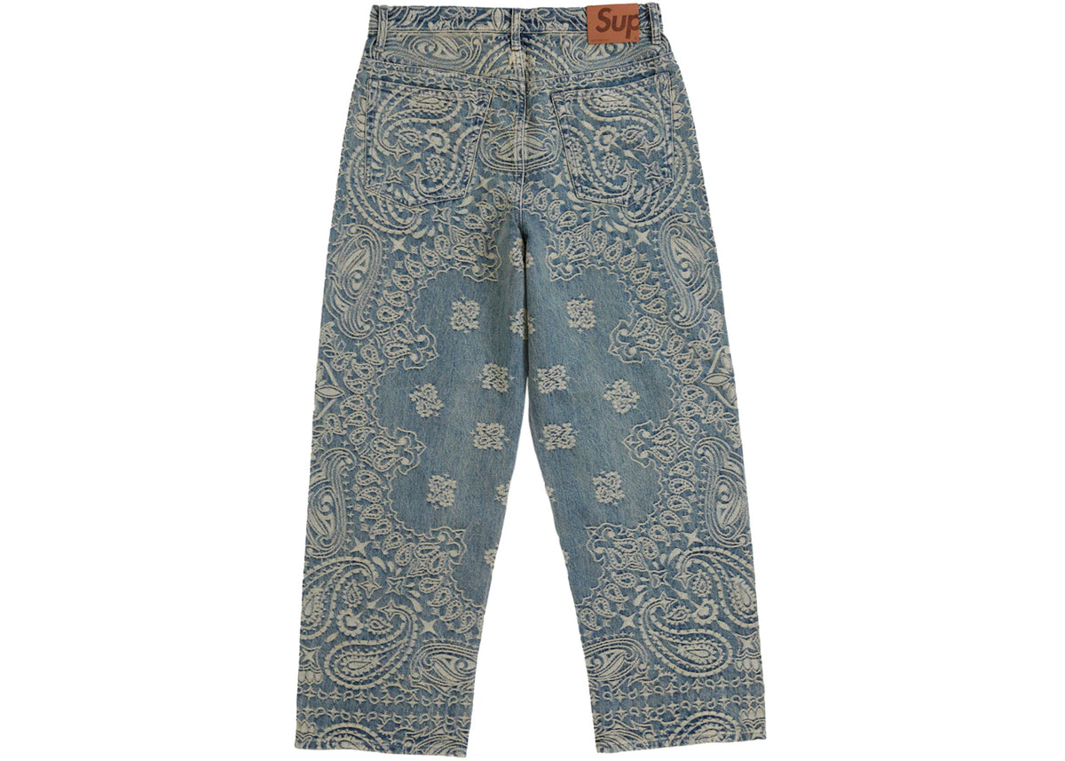 Supreme Bandana Jacquard Baggy Jean Blue
