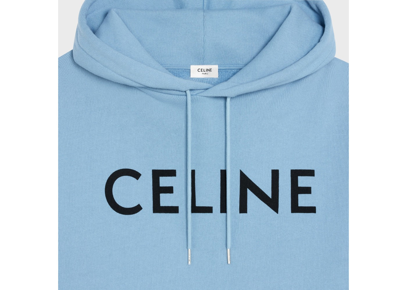 Celine Loose Cotton Fleece Hoodie Washed Blue