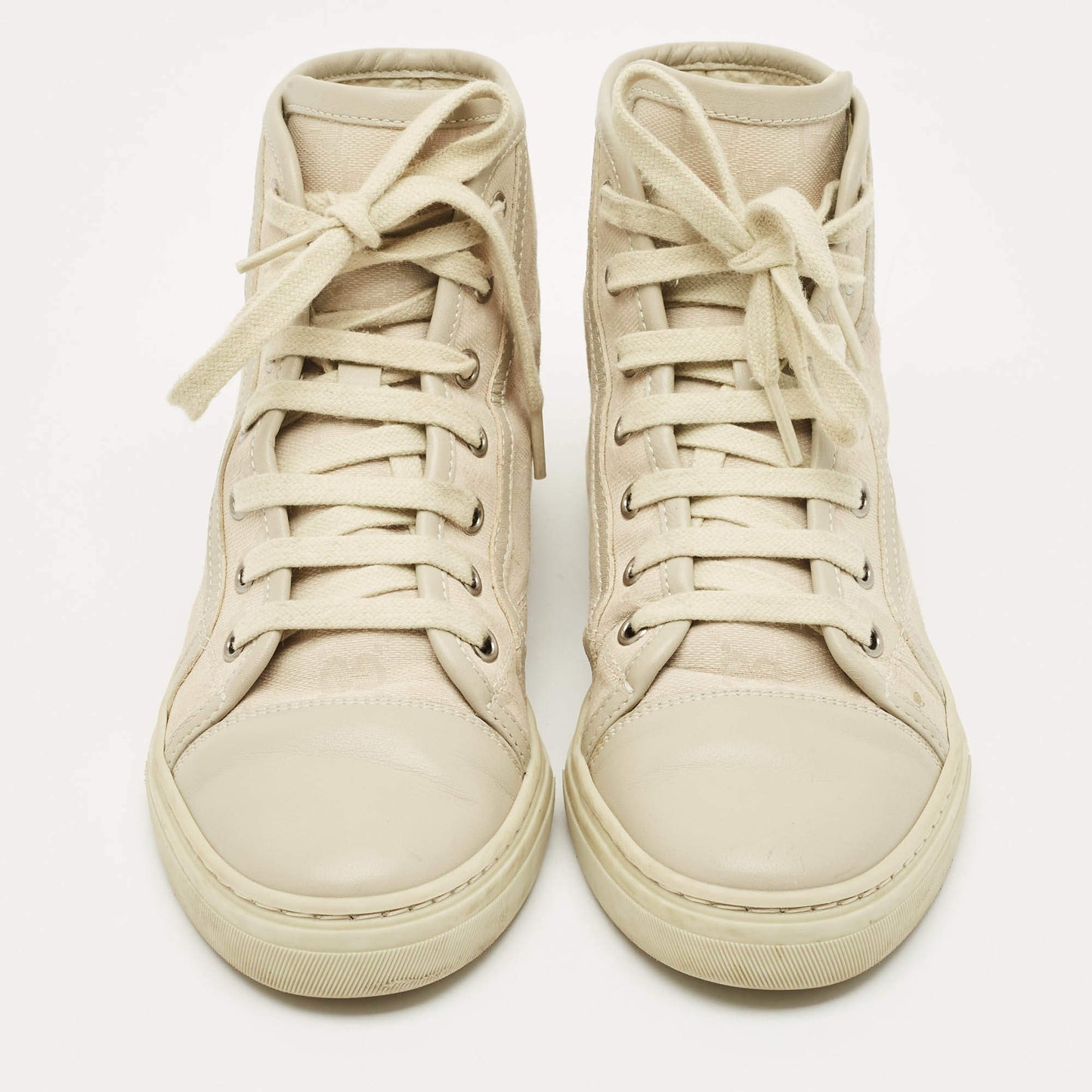 Gucci Grey GG Canvas and Leather High Top Sneakers
