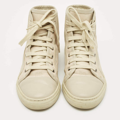 Gucci Grey GG Canvas and Leather High Top Sneakers