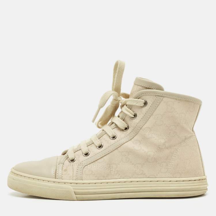 Gucci Grey GG Canvas and Leather High Top Sneakers