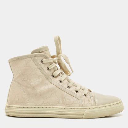 Gucci Grey GG Canvas and Leather High Top Sneakers