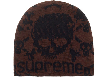Supreme Vanson Leathers Skull Beanie Brown