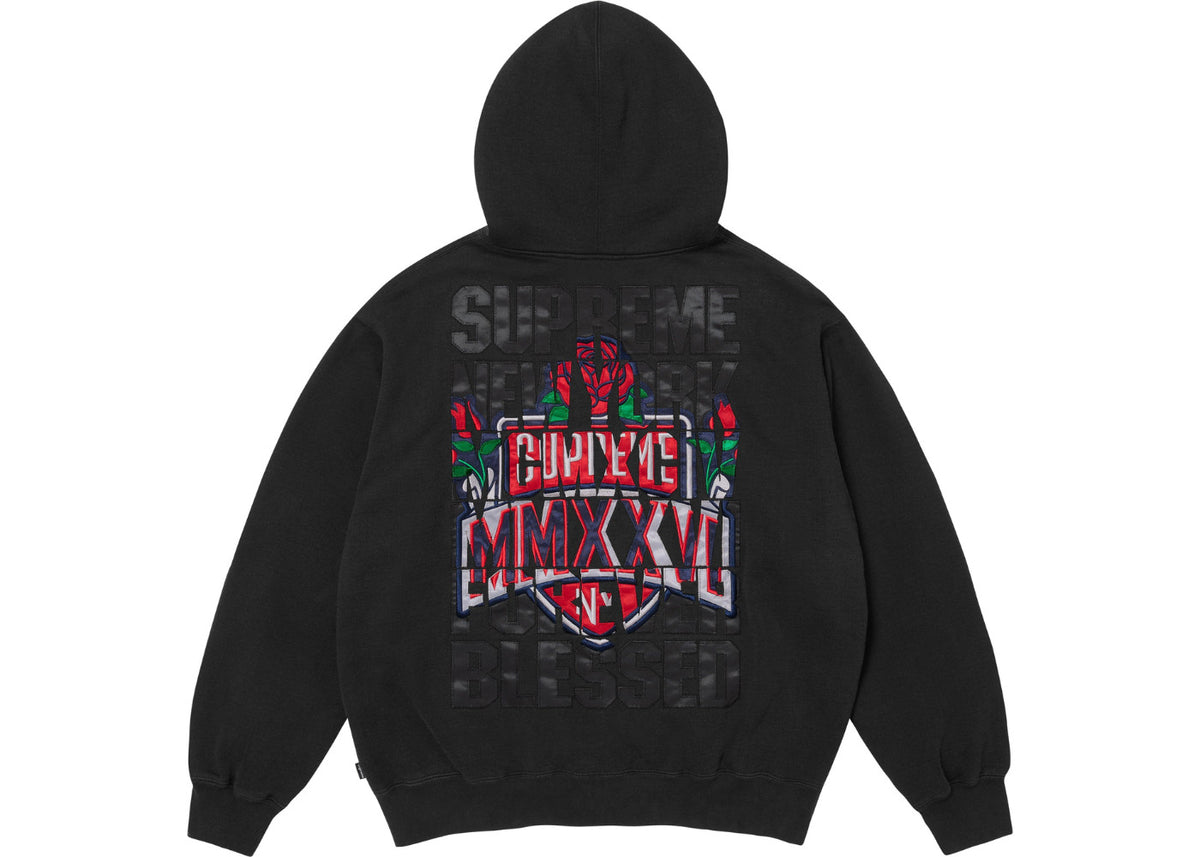 Supreme Blessed Applique Zip Up Hooded Sweatshirt Hoodie Black