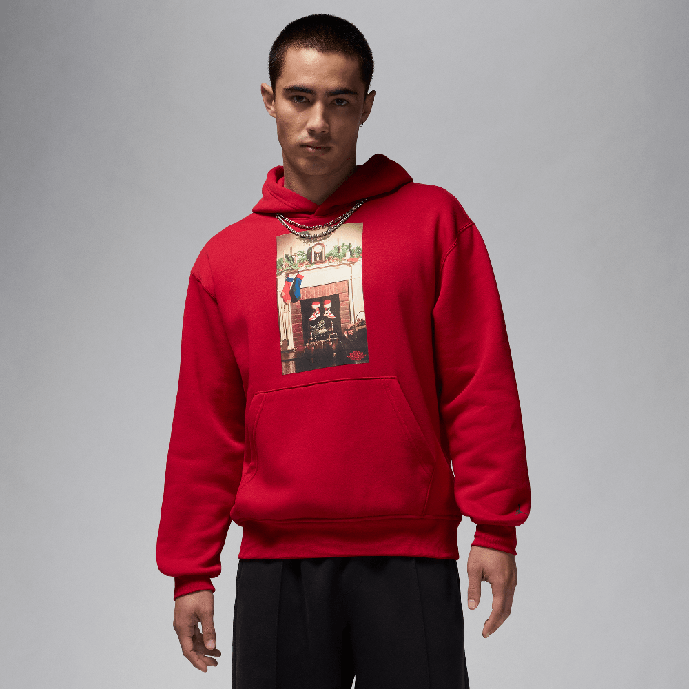 Jordan Jumpman "Chimney" Men's Fleece Pullover Hoodie Gym Red/Black