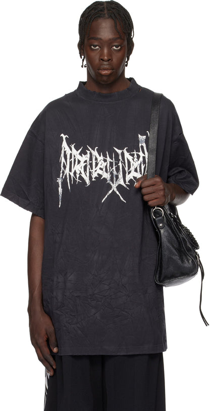 Balenciaga Metal Logo Oversized T-shirt Washed Black