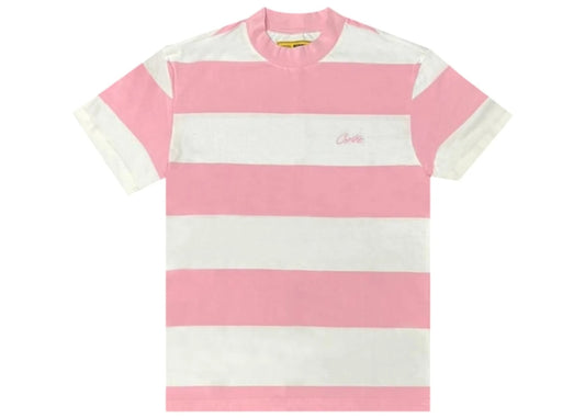 Corteiz Allstarz Striped Tee White Pink