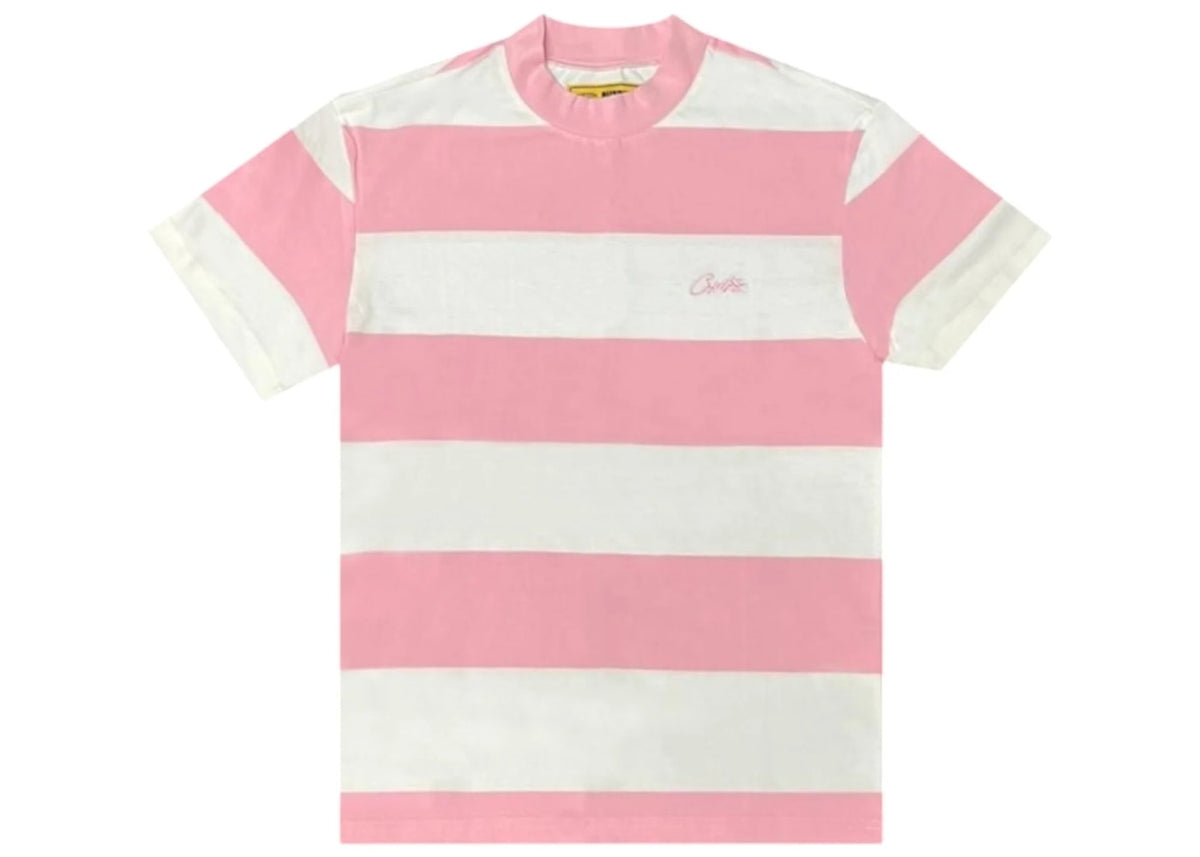 Corteiz Allstarz Striped Tee White Pink