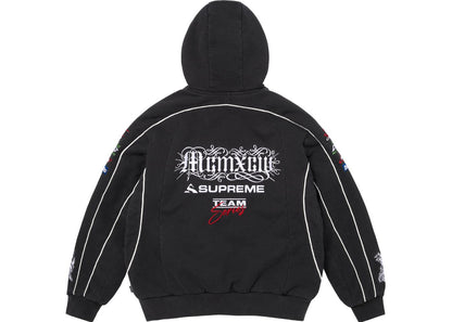 Supreme Racing Lined Zip Up Hooded Sweatshirt Hoodie Black