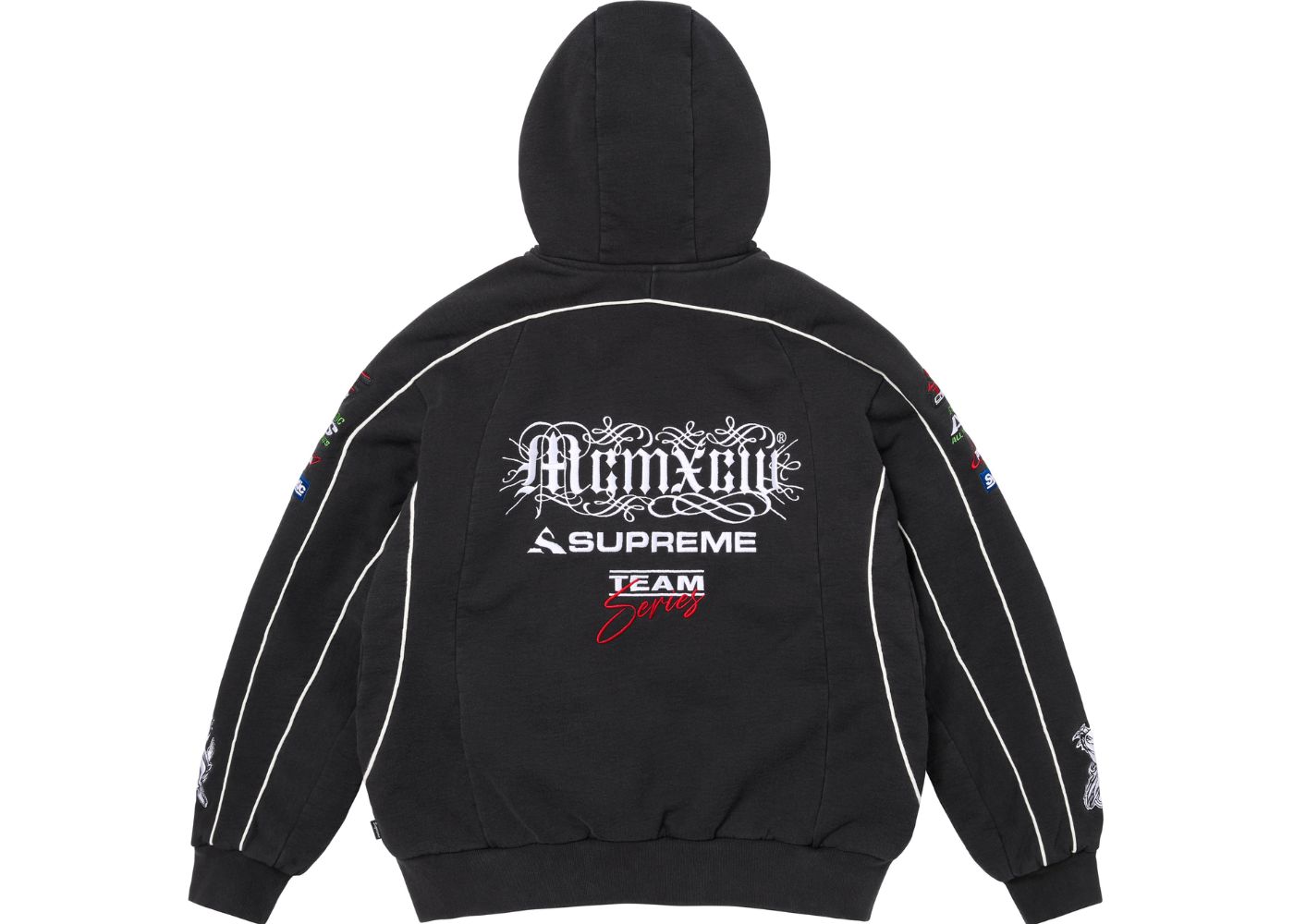 Supreme Racing Lined Zip Up Hooded Sweatshirt Hoodie Black