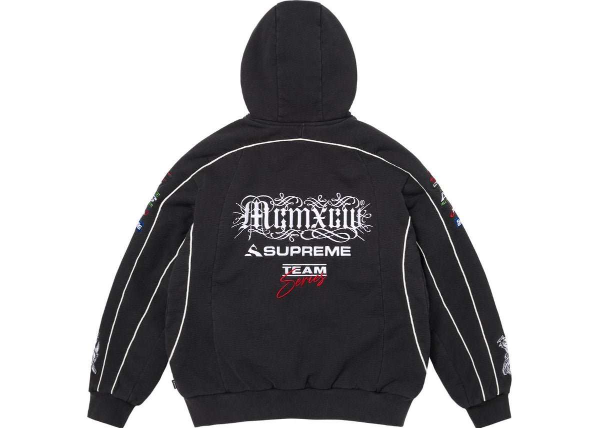 Supreme Racing Lined Zip Up Hooded Sweatshirt Hoodie Black